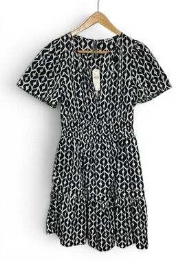 NEW Anthropologie Black & White Geometric Mini Dress size XS